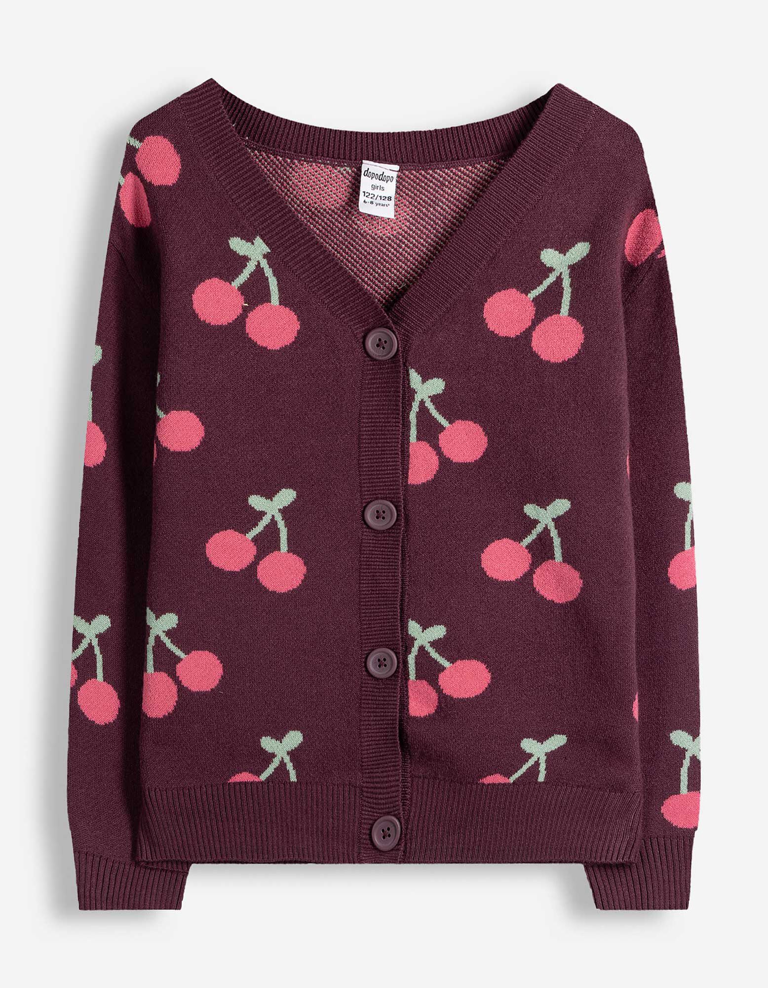 Strickjacke - Allover-Muster - Dunkelrot