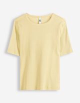 T-Shirt - Rippenstruktur - hellgelb