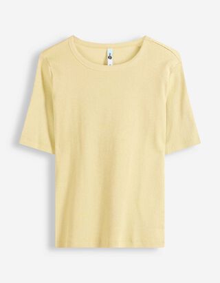 T-Shirt - Rippenstruktur - hellgelb