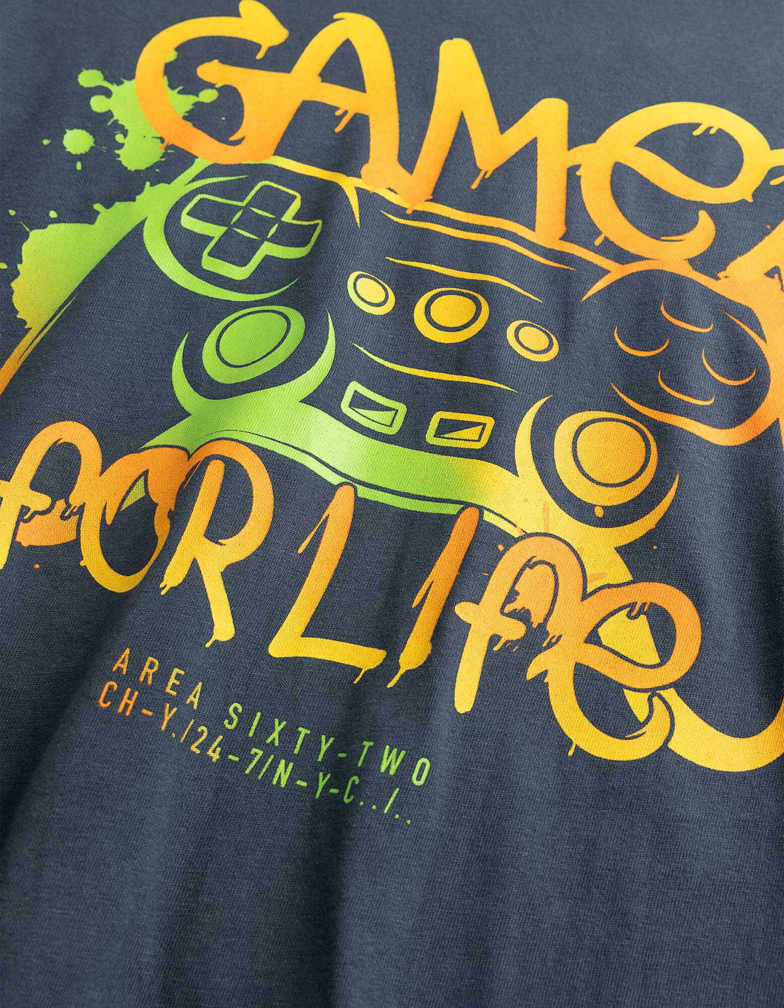 Langarmshirt - Frontprint - Dunkelblau