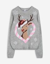 Pull-over - Impression recto - Gris clair