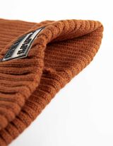 czapka z dzianiny - Dzianina prążkowana - brazowy