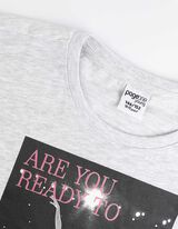 koszulka z długim rękawem - błyszczący nadruk - jasny szary