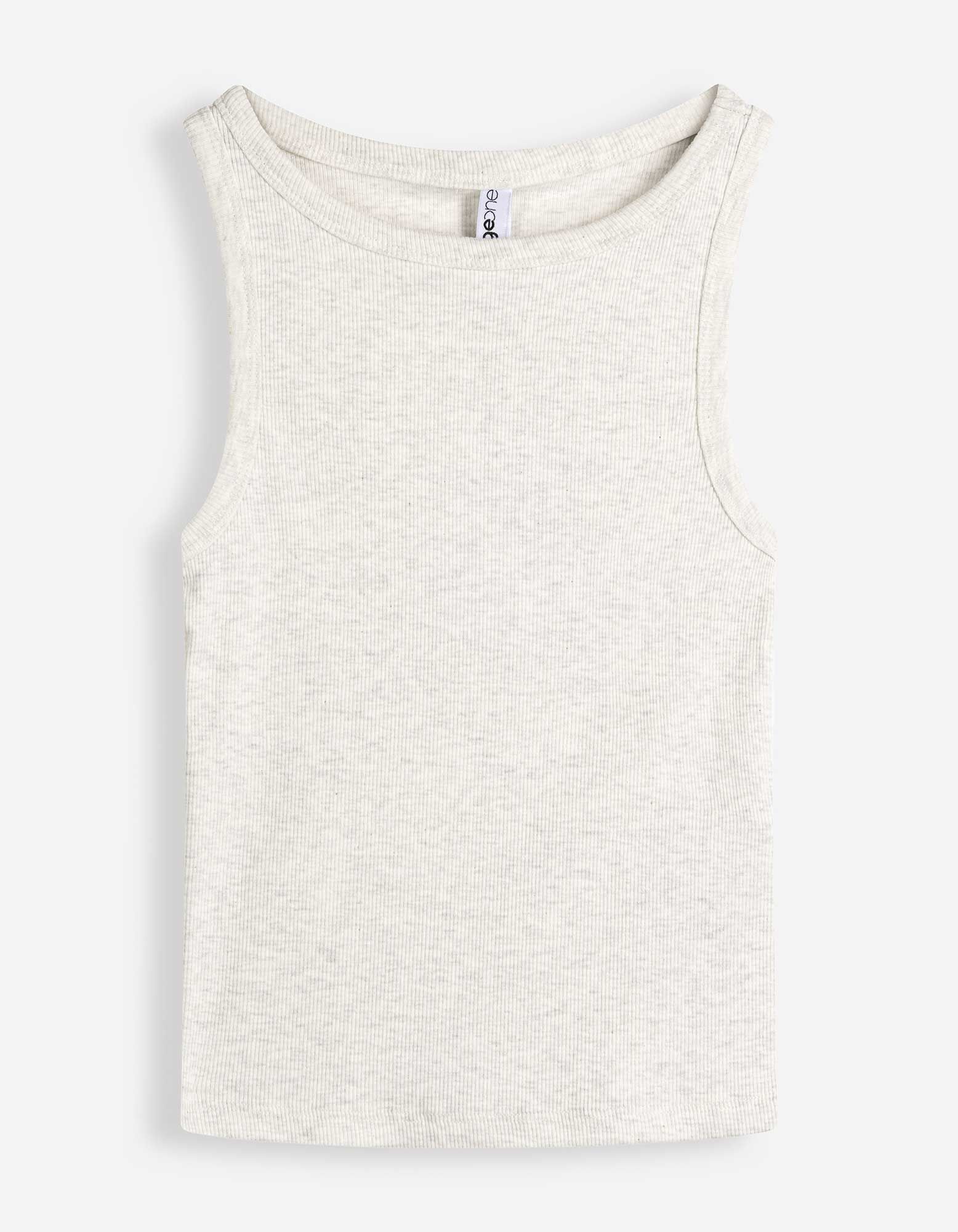Cropped Top - Gerippt - Grau