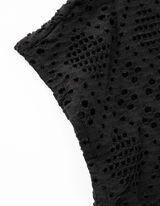 Cămașă cropped - Tricot perforat - Negru