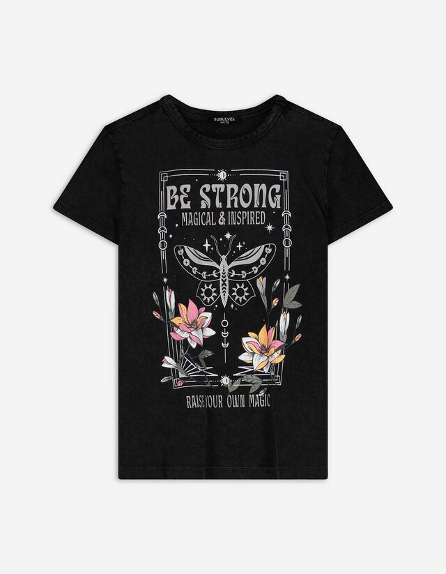 T-shirt - Vooropdruk - donkergrijs