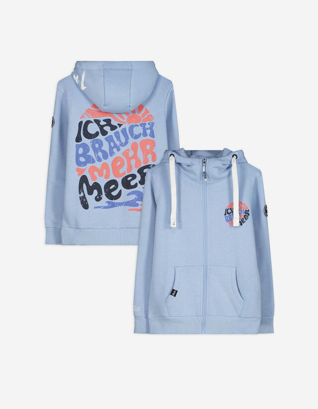 Veste molletonnée - Poche kangourou - Bleu clair