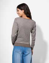 Žebrovaný pletený svetr - Kulatý výstřih - tmave seda