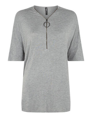 Damen Shirt mit kurzem Rei&szlig;verschluss