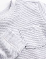 Langarmshirt - Waffelstruktur - Hellgrau
