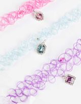 Choker - Pachet de 3 - Argintiu