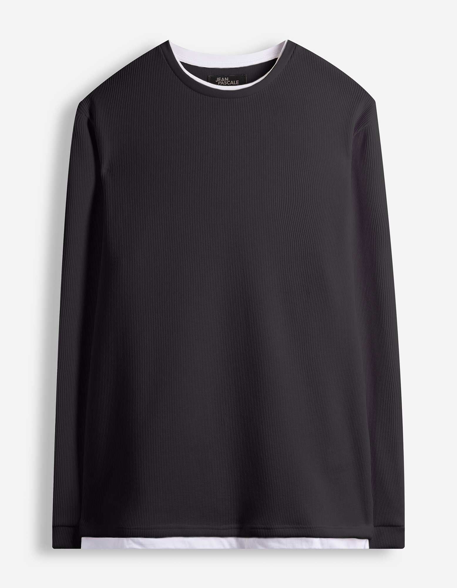 Langarmshirt - Double-Layer-Look - Dunkelgrau