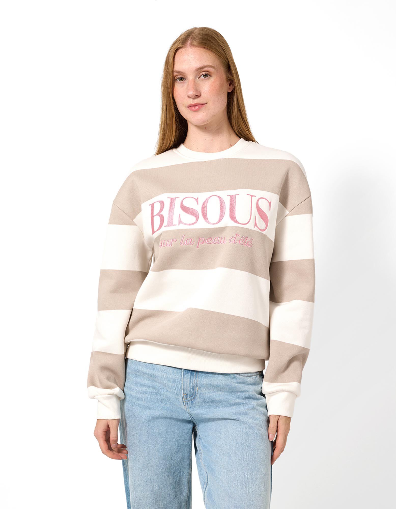 Sweatshirt - Messageprint - Beige