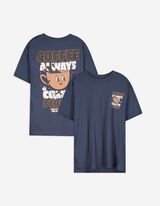 T-shirt - Print op rug - blauw