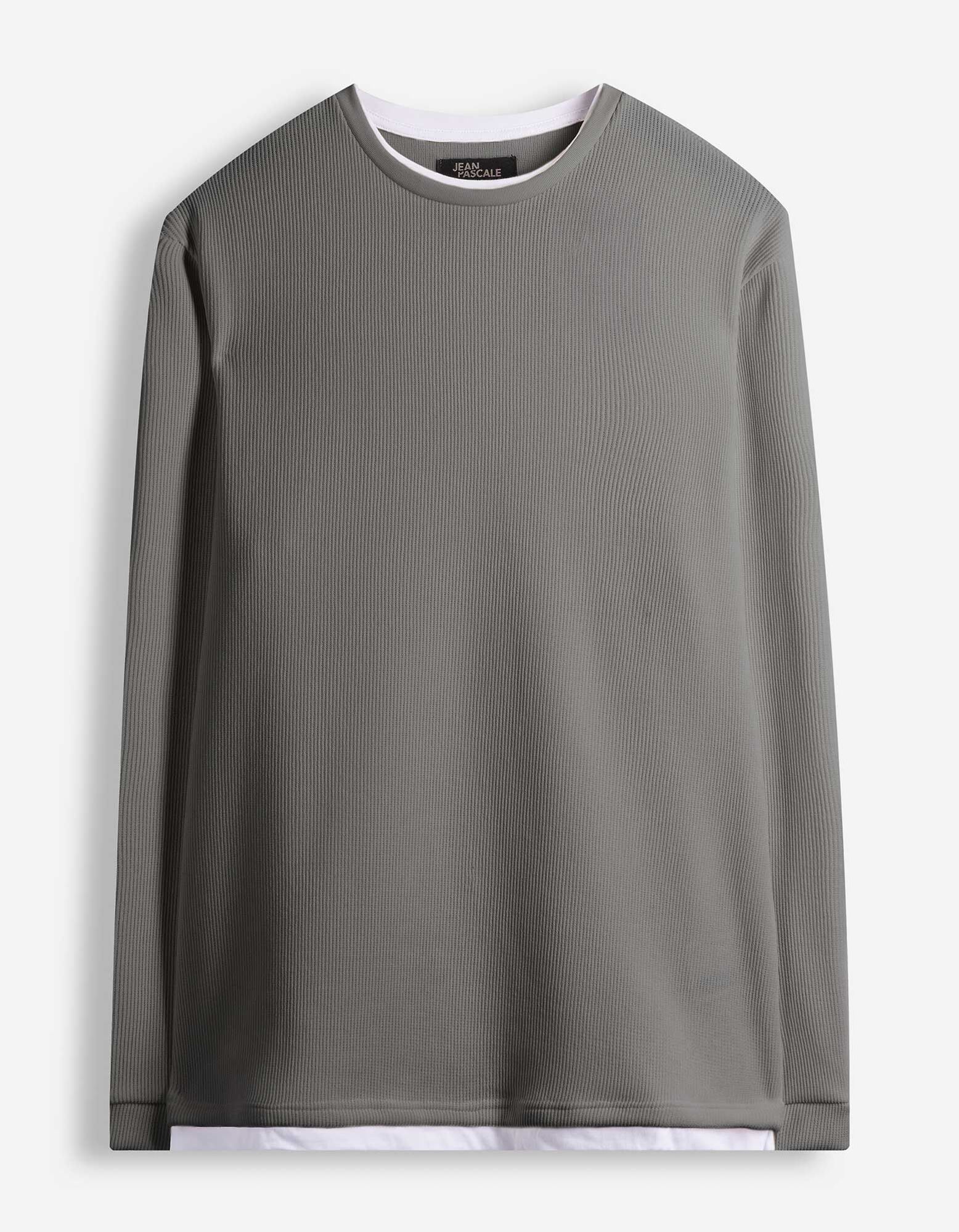 Langarmshirt - Double-Layer-Look - Khaki