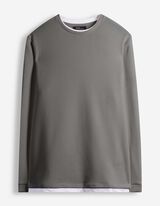 Langarmshirt - Double-Layer-Look - Khaki