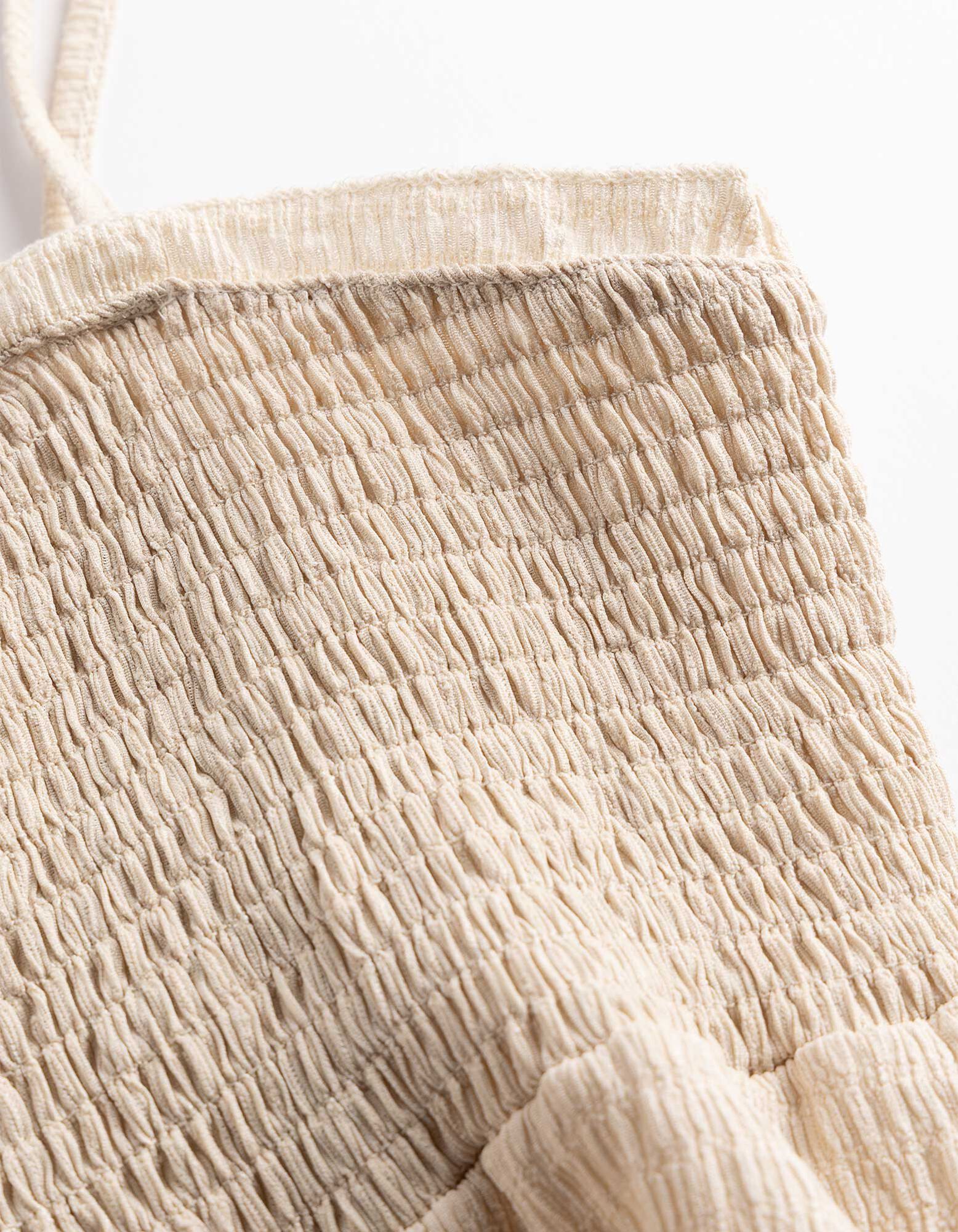 Top - Crinkle-Optik - Beige