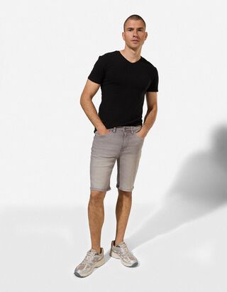 Jeansshorts - Wascheffekte - grau