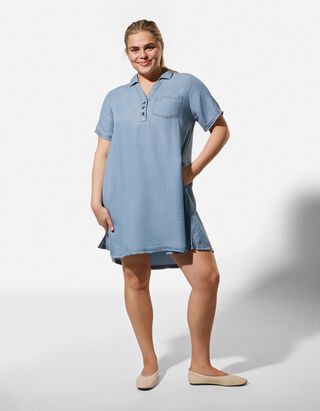 Kleid - Polokragen - hellblau