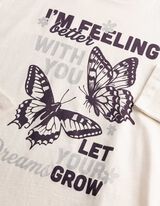 Langarmshirt - Frontprint - Beige
