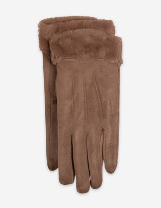 Rukavice - Imitace kůže - svetle hneda