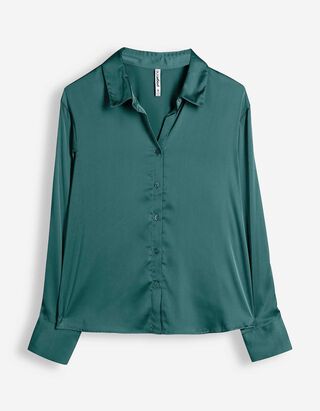 Bluse - Satin - T&uuml;rkis