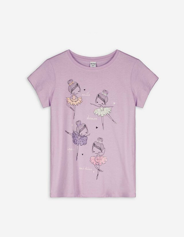 T-shirt - błyszczący nadruk - lila