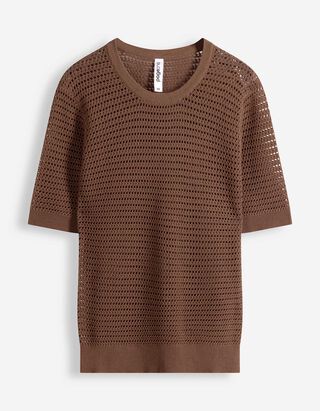 Strickpullover - Baumwoll-Mix - braun