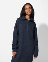 Robe - Col roul&eacute; - bleu fonc&eacute;