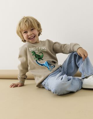 Sweatshirt - Wendepailletten - Beige