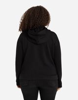 Pulover s kapuco - Kapuca z zatezno vrvico - crna