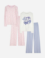Pyjama Set aus Langarmshirt und Hose  - 2er-Pack - rosa