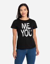 Marškinėliai - Blizgus paveikslėlis - juodas