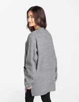 Kardigán - Visszahajtott ujj - szürke