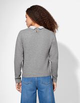 Pulover - Guler de cămașă - Gri