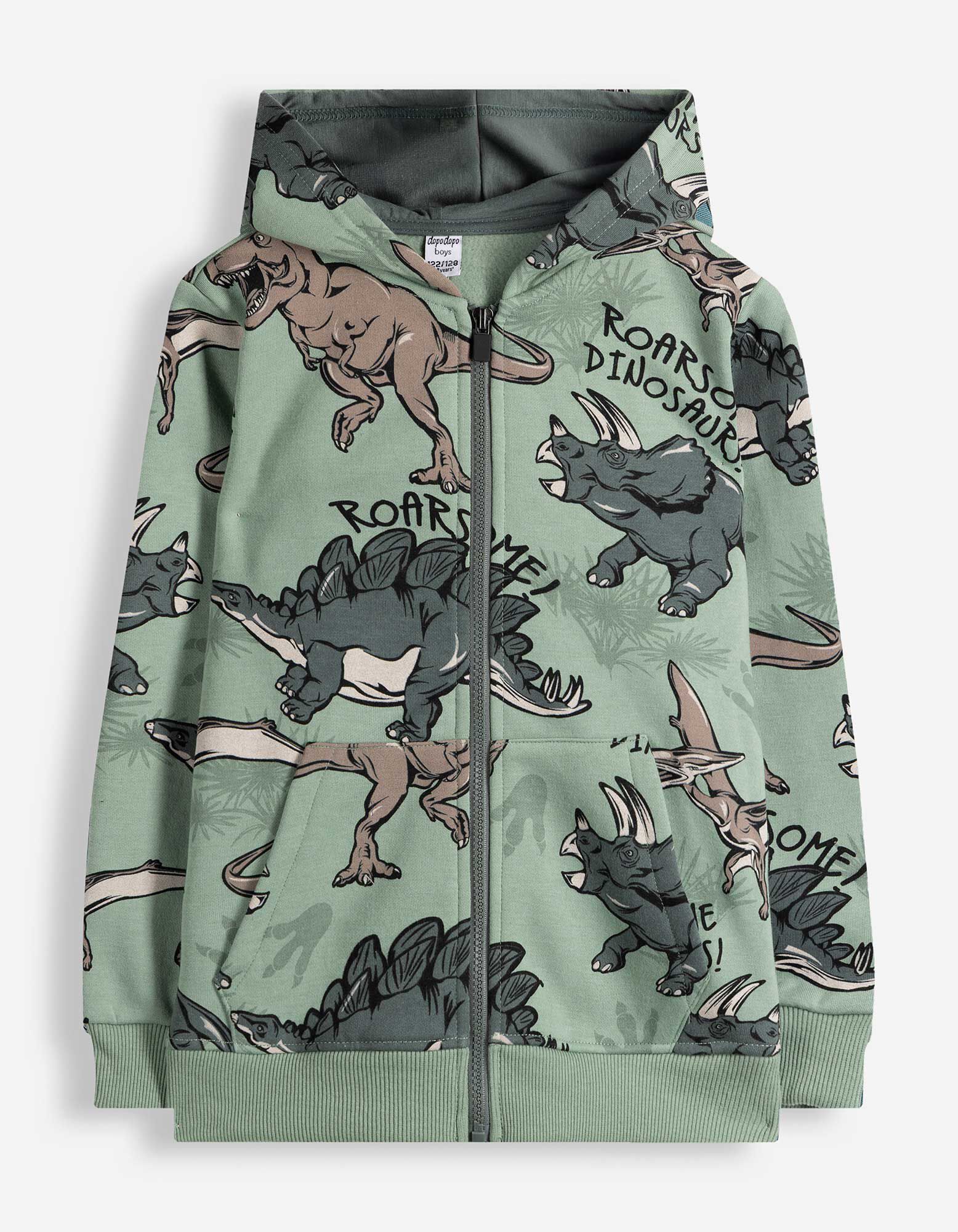 Sweatjacke - Allover-Print - Gr&uuml;n