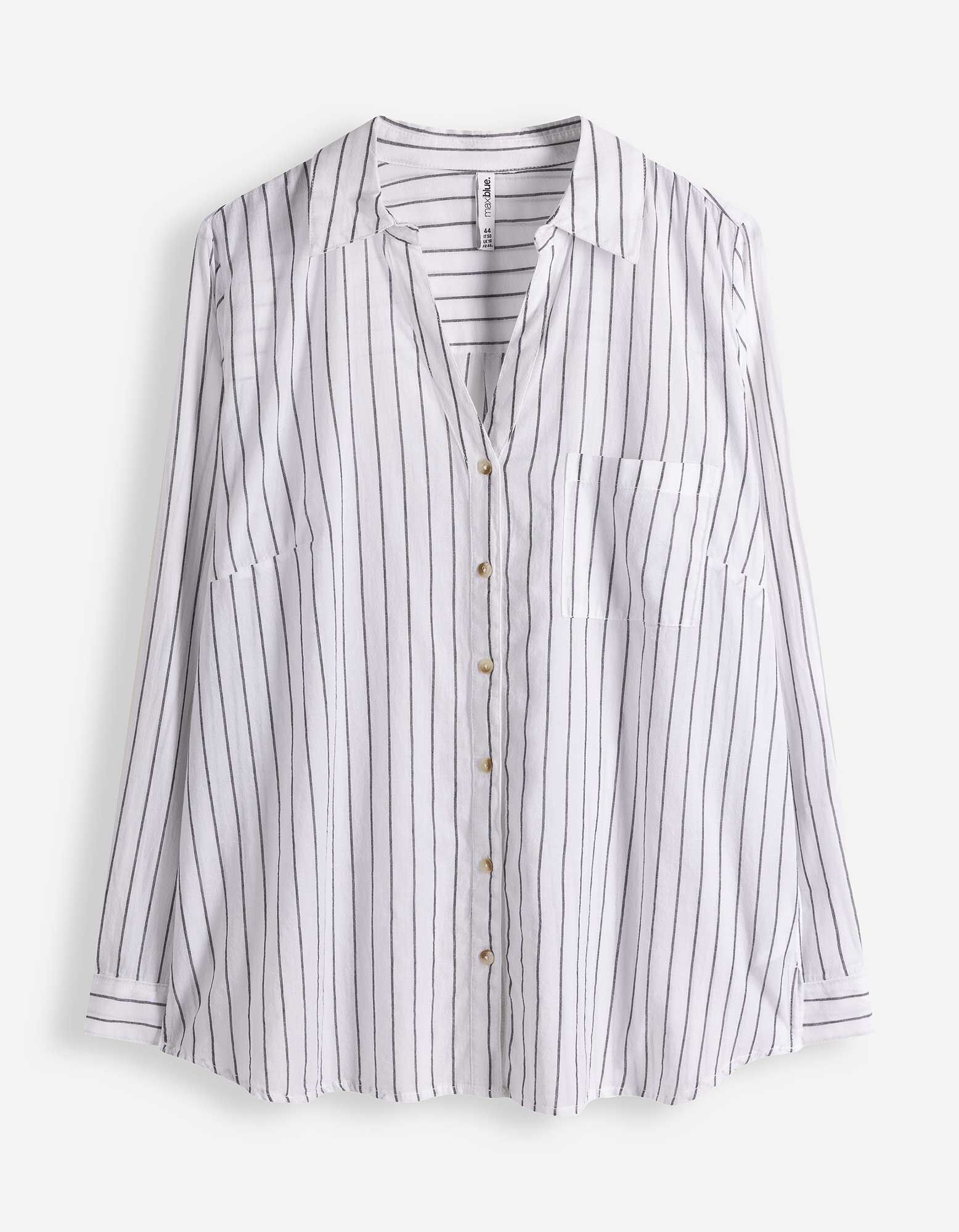 Hemdbluse - Streifen - wei&szlig;