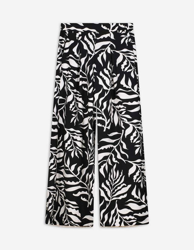 Palazzohose - Allover-Print - schwarz