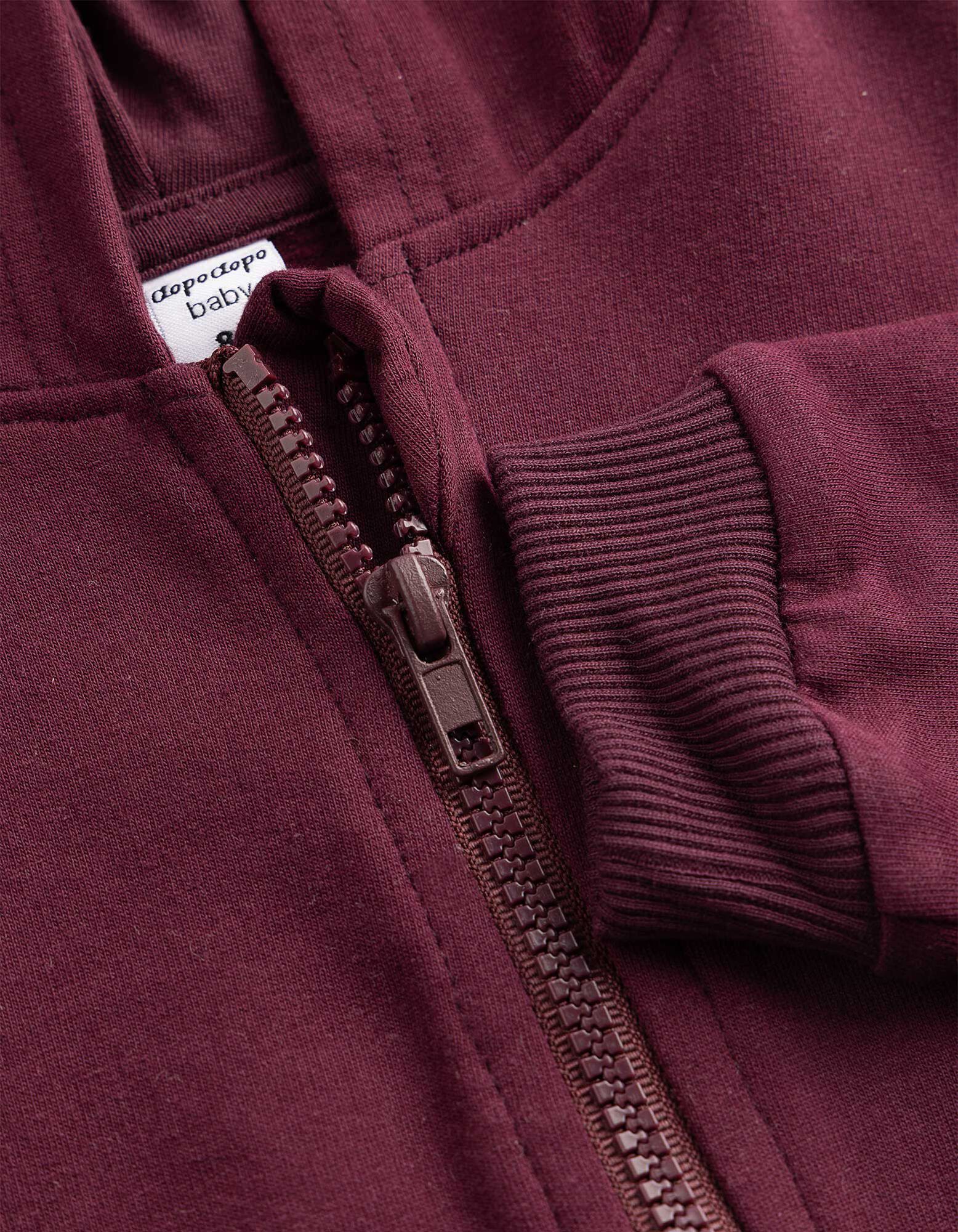 Sweatjacke - Applikation - Dunkelrot