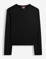 Langarmshirt - Labelpatch - Schwarz