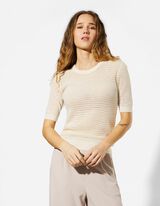 Strickpullover - Baumwoll-Mix - beige