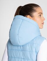Gilet lungo - Cappuccio con coulisse - celeste