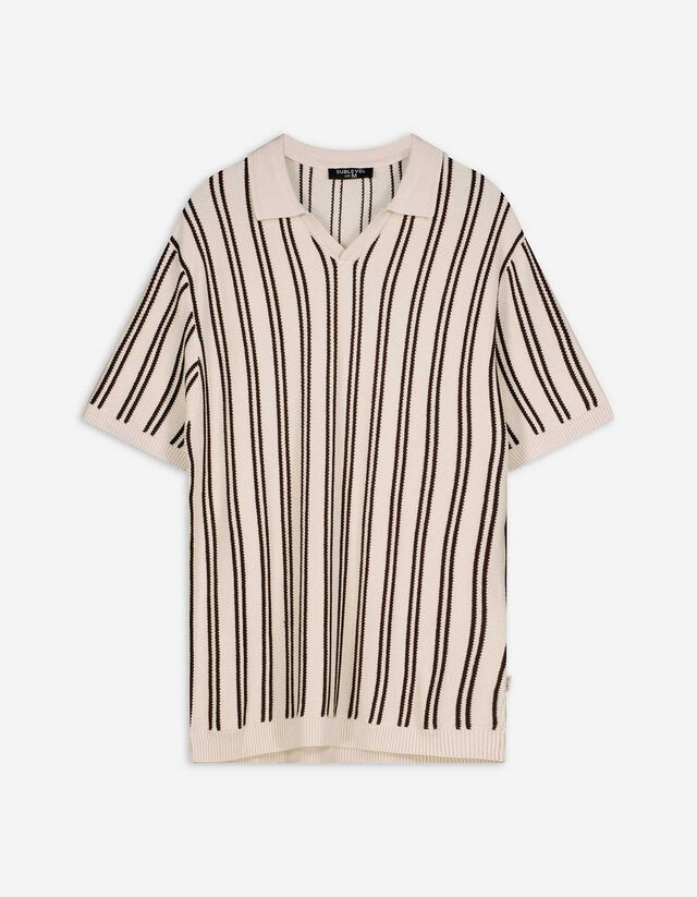 Poloshirt - Strepen - donkerbruin