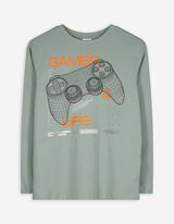 Langarmshirt - Frontprint - grau