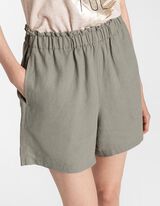 Pantaloncini - Misto lino - verde scuro