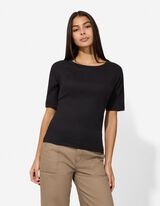 T-Shirt - Rippenstruktur - schwarz