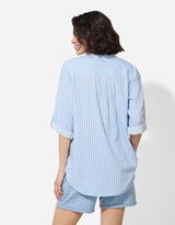 Bluse - Streifen - hellblau