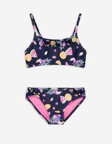Set top e slip bikini - Stampa allover - blu scuro