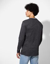 Tričko s dlouhým rukávem - Dvouvrstvý vzhled - tmave seda