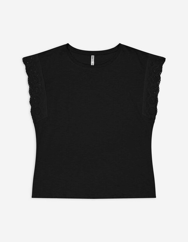 Maglia - Maniche con volant - nero
